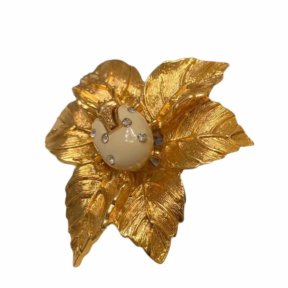 Vintage St. John Gold Brooch With Enamel Ladybug - Picture 7 of 11